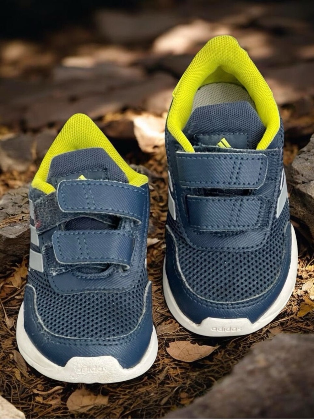 Adidas Tensaur Run‎ Toddler Shoes 6K Crew Blue Acid Yellow FY9199 Hook and Loop